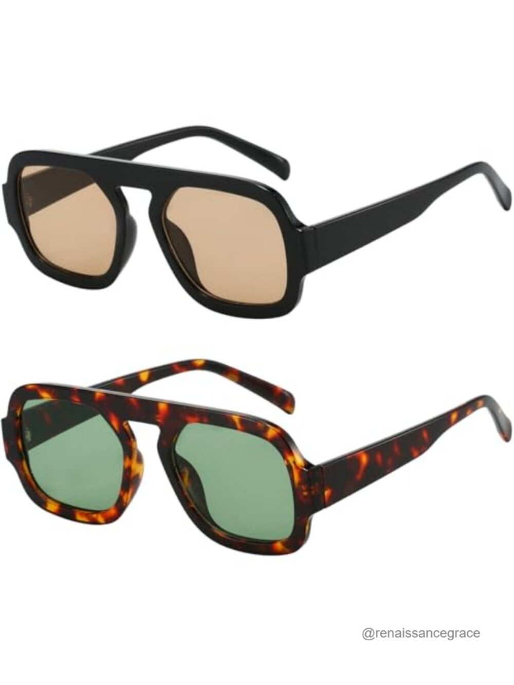 Women's Square Aviator Sunglasses with UV400 Protection Flat Top